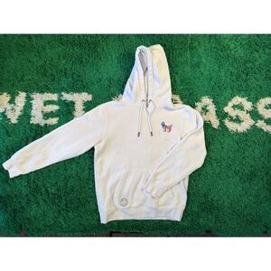 Goat USA Hoodie Small White Excellent American Flag Goat Mascot‎ Pullover